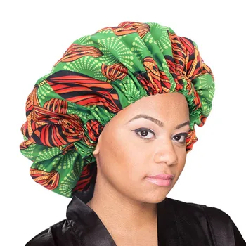 Noi Extra Large Cap de Somn African model de Imprimare tesatura Ankara păr Satin capota Căptușite Bonete cap de Somn de Noapte Palarie Doamnelor Turban