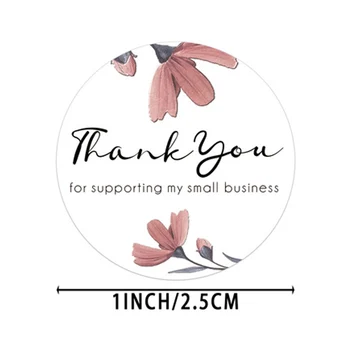 500pcs Vă Mulțumesc pentru Susținerea Meu de Afaceri Mici Autocolante cu flori de Piersic Pentru Cadou de Craciun Decor de Afaceri Etichete Sigiliu