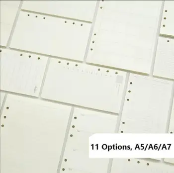 A5 A6 A7 Loose Leaf Notebook Refill Spirală Liant Planificator Pagina Interioară de Hârtie în Interiorul Lactate Săptămânal Lunar Planul de A face Linia de grilă Punct
