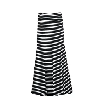 JAYCOSIN 2018 de Vară, de Toamnă Femei Fusta Lunga Elegante Negre cu Dungi Maxi Fuste Full-lungime Talie Mare Cravată Mare Tiv Epocă t38