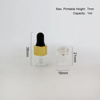 100 x 1ML Mici Drăguț Sticla Dropper Sticle Pentru Ulei Esential Mini Parfum de Eșantionare Portabil Sticle 1cc Dropper Sticla cu Pipeta