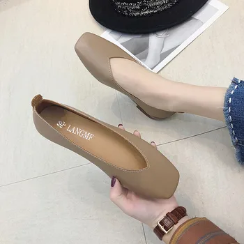 Moda Plat antiderapante Incaltaminte Femei Vara primavara Mini-dovada Deget de la picior Pătrat Plat Coreea Stil Sandale Pantofi Superficial Simplu Pantof AB040