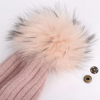 Toamna și iarna blană de raton pompom solid de culoare moda cald și confortabil pălărie accesorii geanta din piele doamnelor și fete femei