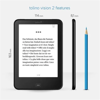 Zi waterproof, Tolino Vision 2 e-reader cu e-ink 6 inch de 1024x758 touchscreen ebook Reader WiFi Tap2 coperta pentru pagina de cotitură!