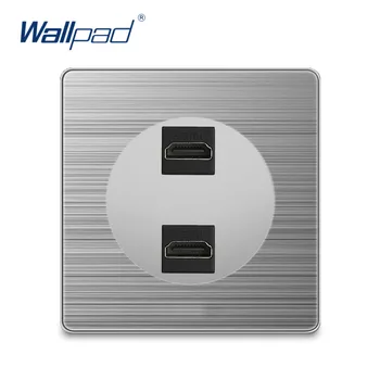 Wallpad 2 compatibil HDMI de Perete Priza de curent Electric de Priza de Argint din Oțel Inoxidabil Panou De Acasă Pentru Transmisia de Date