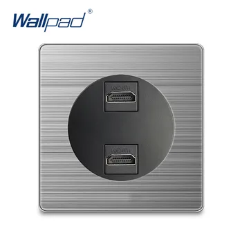 Wallpad 2 compatibil HDMI de Perete Priza de curent Electric de Priza de Argint din Oțel Inoxidabil Panou De Acasă Pentru Transmisia de Date