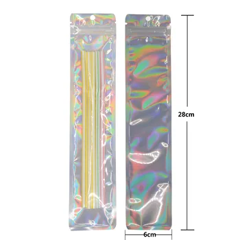 100 Buc Holograma Folie De Aluminiu Și Transparente De Blocare Zip Pungi De Plastic Lung Husă Ceas Pen Bijuterii Cosmetice Cablu De Date Usb Saci