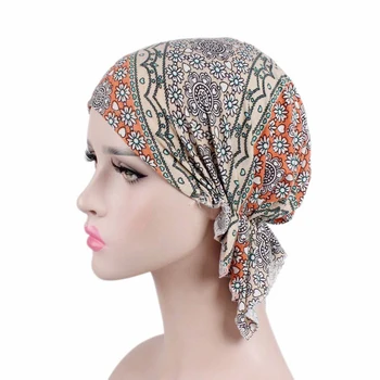 2020 de imprimare de moda femei turban capota moale elastic flori doamna înfășurați capul eșarfă hijab capace turbante femeie musulmană frizură