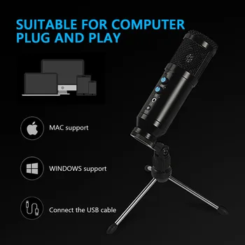 USB Condensator Înregistrare Sunet Microfon pentru Laptop Mac și Calculatoare Cardioid Studio de Înregistrare de Voce de Voce Pe YouTube Skype