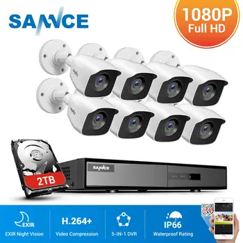 SANNCE 8CH 1080P DVR Lite Sistem CCTV 4/8pcs FD 2.0 MP Camere de supraveghere cu IR de Exterior IP66 Supraveghere Video Kit de Detectare a Mișcării