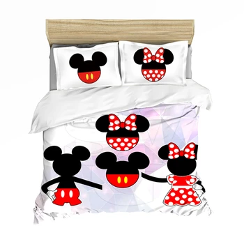 Mickey Mouse-Set De Lenjerie De Pat Queen Cu Pat King-Size Set Copii, Băiat, Fată Mickey Minnie Plapuma Perna Cuvertura De Pat Set