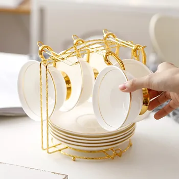 Inlay aur Bone China Ceașcă de Ceai Farfurie Set de Lingura de 200ml de Lux Ceramice Ceașcă de Cafea Avansate de Porțelan Ceașcă de ceai de Partid ora Ceaiului Drinkware