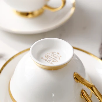 Inlay aur Bone China Ceașcă de Ceai Farfurie Set de Lingura de 200ml de Lux Ceramice Ceașcă de Cafea Avansate de Porțelan Ceașcă de ceai de Partid ora Ceaiului Drinkware