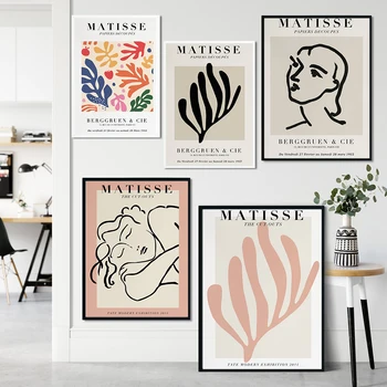 Henri Matisse Pictura Abstracta Minimalist Ilustrare Arta de Perete Panza Printuri Vintage Poster Bej Poza Perete pentru Camera de zi
