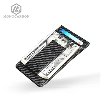 Monocarbon 2018 New Sosire Multifuncțional PU Fibre de Carbon Model de RFID Deținătorii de Carduri de Credit din Piele PU Carte de vizită Portofel