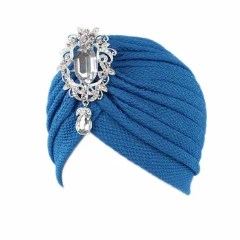 Solid de culoare crystal Stretch Turban Zburli Părul Pălării Beanie Bandane Eșarfă Folie Cap Pălării pentru Femei 63