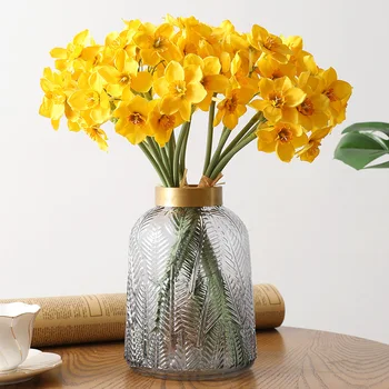 5pcs/Lot Artificiale de Simulare Narcis Floare de Narcisă Fals Flori de Mătase Buchet de Flori DIY Nunta Decor Acasă