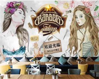 Beibehang hârtie de perete 3d salon de coafură sexy frumusete frizerie unul dintre un fel tapet de fundal papier peint murale 3d fotografie tapet