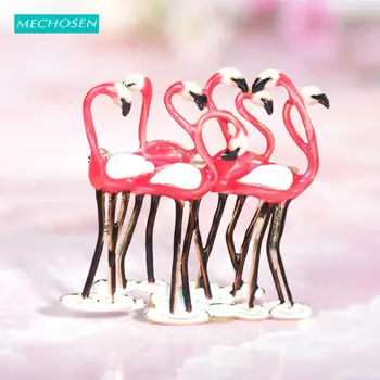 MECHOSEN Vie Grupul Flamingo Broșe Email Rosu Cupru Animal Accesorii Pentru Femei Banchet Haina Guler Rochie Pulover Corsaj