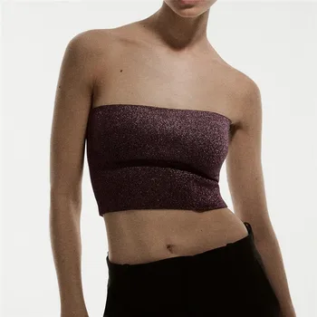 BLSQR de Moda de Pe Umăr Ruched Tub Topuri 2021 Vară fără Mâneci Strapless Camis Femeie Streetwear