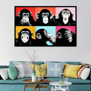 Panza Pictura Maimuță, Cimpanzeu Exprimare Arta de Perete Postere Amuzante de Animale Printuri de Imagine pentru Copii Dormitor Decor Acasă