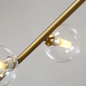 Minimalist Modern candelabru lumini pentru bucatarie masa de bar lungi candelabru led-uri de design negru pod de sticlă mingea agățat de lustră