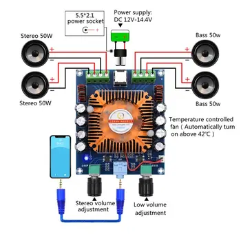 XH-A372 TDA7850 Patru Canale 4 x 50W Stereo Auto Amplificator Audio de Putere AMP Bord Modulul de Clasa AB DC12-14.4 V Amp Home Theater