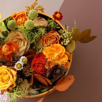 Floare Din Piele Box Runda Îmbrățișare Găleată Cu Capac Floraria Flori De Trandafir Ambalaj Ambalaj Cutie Pentru Decor Nunta Îndrăgostiților Cadouri Pungi
