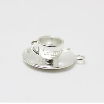 Yamily 8pcs-- 27x23mm strălucitoare de argint ton espressso Cappuccino 3D mixe ceașcă de ceai ceașcă de Cafea farmece pandantiv