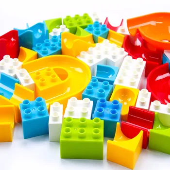 Dimensiuni Mari De Marmură Alerga Cursa Labirint Minge Urmări Construirea De Blocuri De Plastic Pâlnie Slide Cărămizi Compatibil Legoing Duploed Blocuri Jucarii Cadou