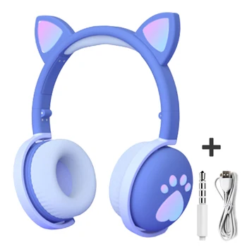 Pliabil Bluetooth Wireless Lumina LED-uri de Desene animate Pisica Ureche Gheara setul cu Cască Căști