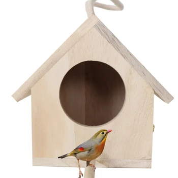 Cald din Lemn Bird House Agățat Cuib în Afara Adăpost Habitat de Reproducere Cutie pentru Colibri Finch Sturzul Grădină, Terasă Decor