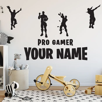Numele personalizabil confruntare joc autocolant perete băiat adolescent gamer Internet cafe joc camera copil de cameră decor de perete de vinil decal 53