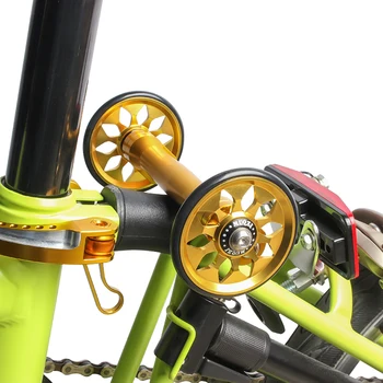 MUQZI Pentru Biciclete Pliabile Brompton Ușor Roata CNC Ultraușoare din Aliaj de Aluminiu Rulment Spate bare de Marfă Împinge să meargă Roata Easywheel