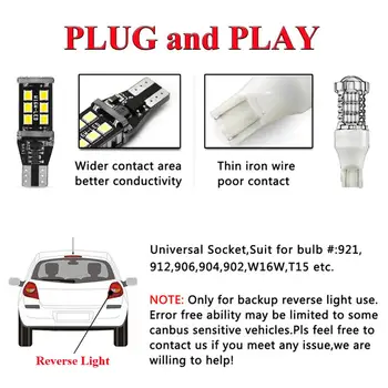 2 BUC Alb Super-Luminos LED-uri Canbus-Bec Pentru Masina de Backup Reverse Lumina 912 921 T15 W16W