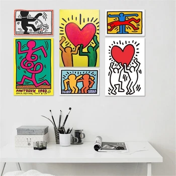 Stickman Abstracte Colorate, Creative Panza Pictura Arta De Perete Dragostea Imagine Postere Decor Acasă Living Birou