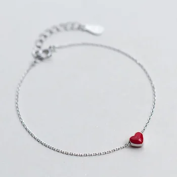 Autentic minimalist Argint 925 Moda Dragoste Inima Rosie Bratara Pentru Femei Nunta Bijuterii Fine DS309