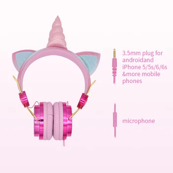 Drăguț Unicorn Căști Cu Microfon de Cască pentru băieți Copii fiica Căști Pentru Laptop, Telefoane mobile PC, MP3, Tableta, Casti