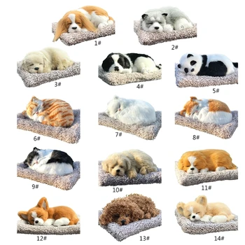 Masina Decoratiuni Interioare Umplute Jucării Minunat De Simulare De Animale Păpușă De Pluș Sleeping Dogs/Pisică Jucărie Cadou De Ziua De Nastere Pentru Copii