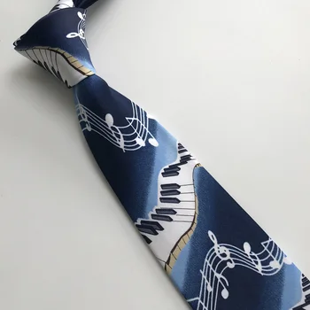 9 cm Nou Designer de Oamenii lui Muzicale Cravată Albastră cu Muzică de Pian Note Legături de Model pentru Muzician Petrecere