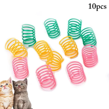 10BUC Cat de Primăvară Jucarie Creativa din Plastic Cat Interactive Jucărie animale de Companie Jucărie Pisica de Colorat Jucărie Amuzant Pisica Favoarea Jucărie de Formare pentru animale de Companie Jucării