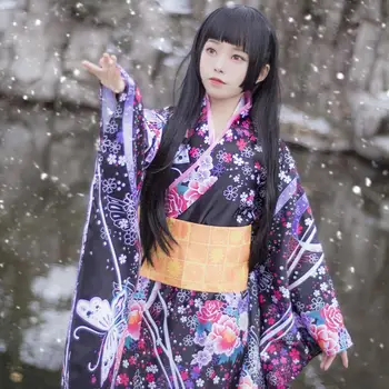 Vintage Original Tradiție de Mătase Yukata Rochie Cu Obi Stil Japonez Femei, Kimono-Halat Sexy Halloween Costume Cosplay S-3XL