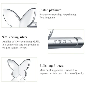 Cercei fluture BISAER Argint 925 Fluture Mic Rafinat Cercei Stud pentru Femei Bijuterii de Moda ECE775