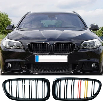Luciu 3-culoare Fibra de Carbon 2-Linia M5 Style Negru Grila Fata Gratar Pentru BMW 2011-F10 520i 535i 550i