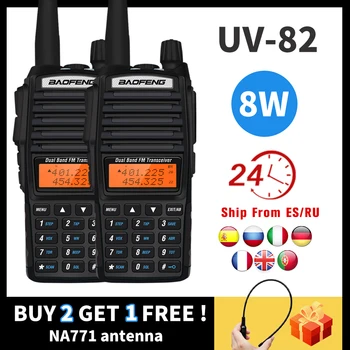 2 buc Real 8W Baofeng UV-82 Walkie Talkie 10KM uv 82 Portabil Două fel de Radio UV82 de Mare Putere Dual Band HF FM Transceiver + NA771