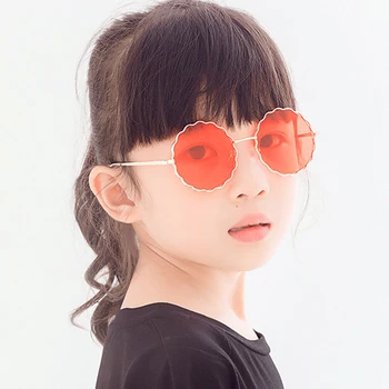 Copil Drăguț Rotund de Metal Cadru de Flori ochelari de Soare Copii Copii Roz Albastru Galben Lentile de Moda Băieți Fete Protecție UV400 Ochelari