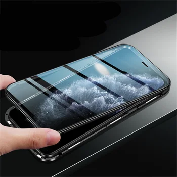 De lux Piața Magnetic de Adsorbție Caz Pentru iPhone 12 mini 11 Pro xs Max x xr Metal Bara de protecție față-Verso de Sticla Capac de Protecție