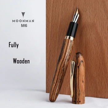 Stilou 0,6 mm Moonman M6 lucrate Manual din Lemn Natural Iridium Bine Fountain-Pen Scris Pixuri Scoala Rechizite de Birou Papetărie Noi