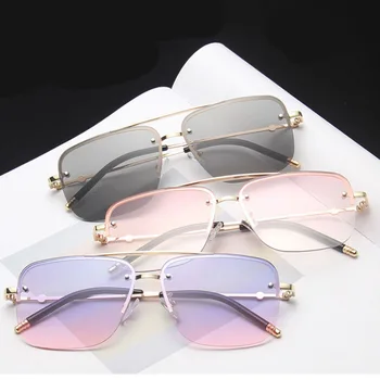 RBRARE Pătrat fără ramă de ochelari de Soare pentru Bărbați Și Femei Gradient de ochelari de Soare de Designer de Brand Mare Cadru Retro Trend Oculos Feminino