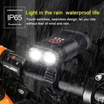 USB Reîncărcabilă Baterie Built-in Faruri de Bicicletă 2x XML T6 LED-uri de Lumină de Mare de Ciclism Lampă Față Biciclete lanterna Lanterna
